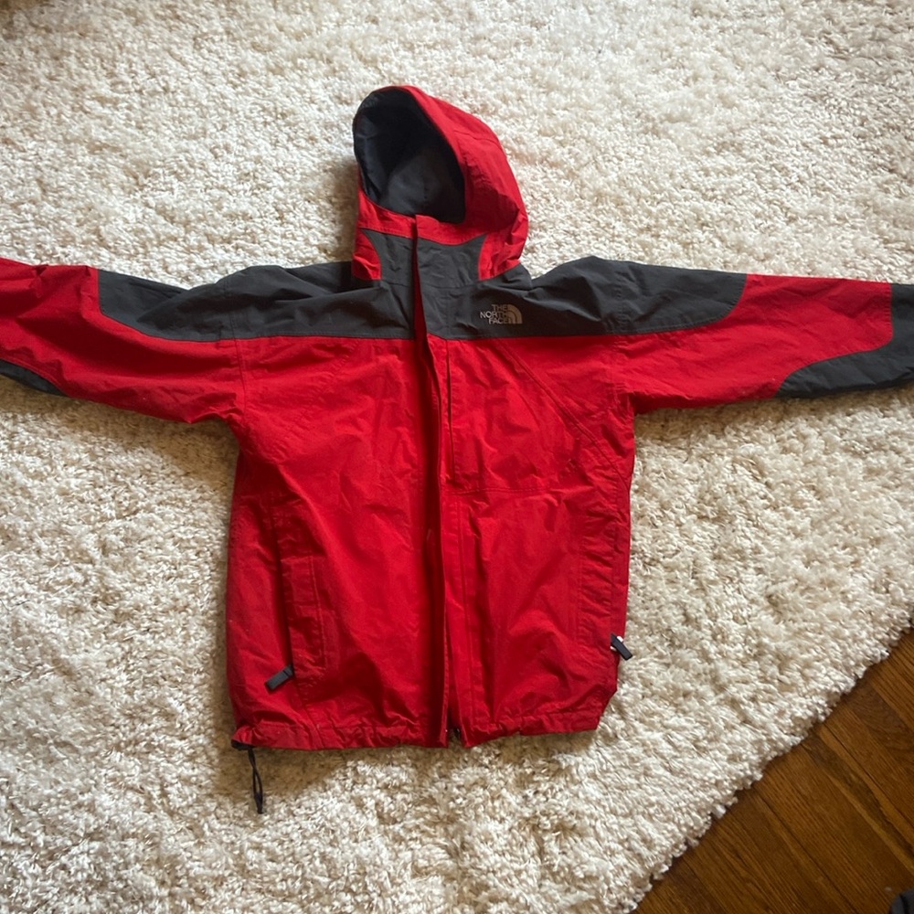 Red Boys North Face rain coat size large